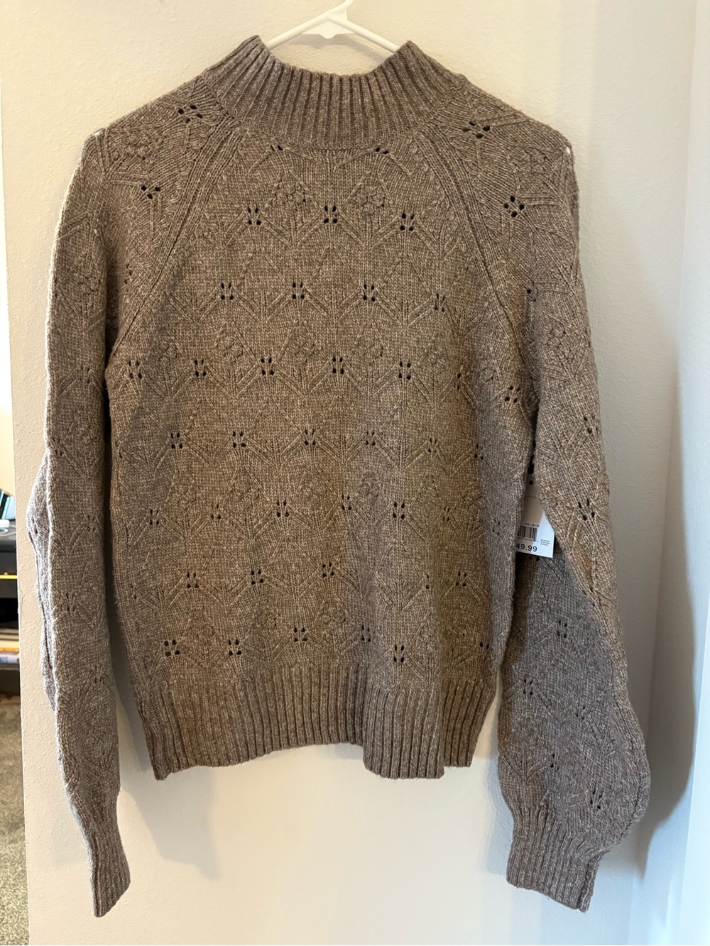 LC Lauren Conrad Taupe Eyelet Mock-Neck Sweater